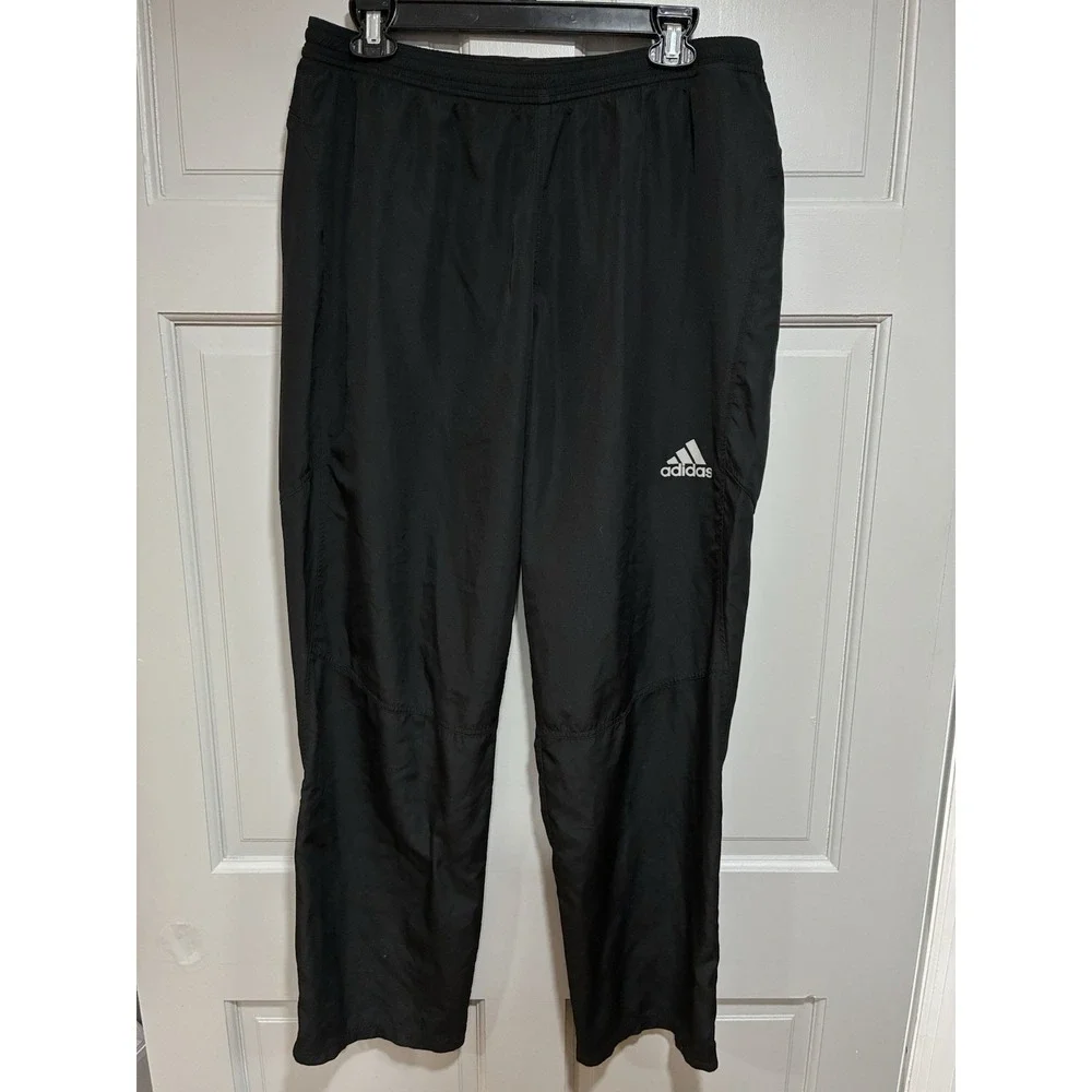 Adidas Men Black Pants Large Elastic Waist Pull on No pockets Lightweight